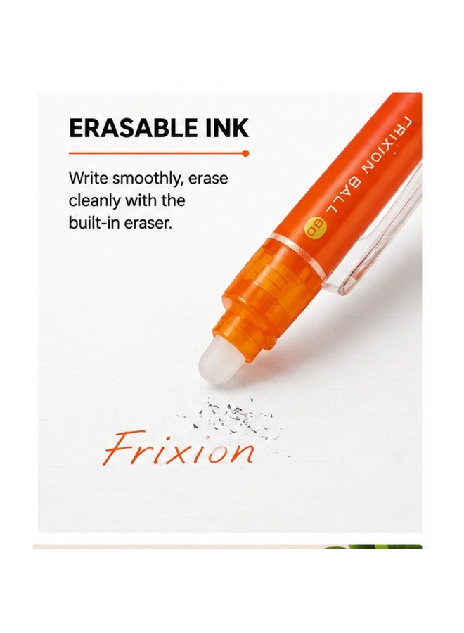 PILOT FriXion Ball Knock Erasable Gel Pen LFBK-23EF-O, 0.5 mm, Orange, Gel Ink, 1 pen for planner emphasis - Image 3