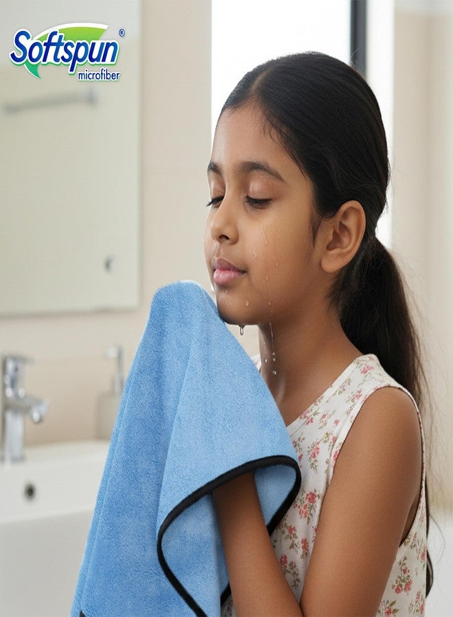 SOFTSPUN Microfiber Baby Hand & Face Towel 2 Pcs 280 GSM 40X60 Sky Blue | Super Soft & Silky for Hand, Face, Body - Hypoallergenic Sensitive Skin Wipes & Washcloths - Image 3