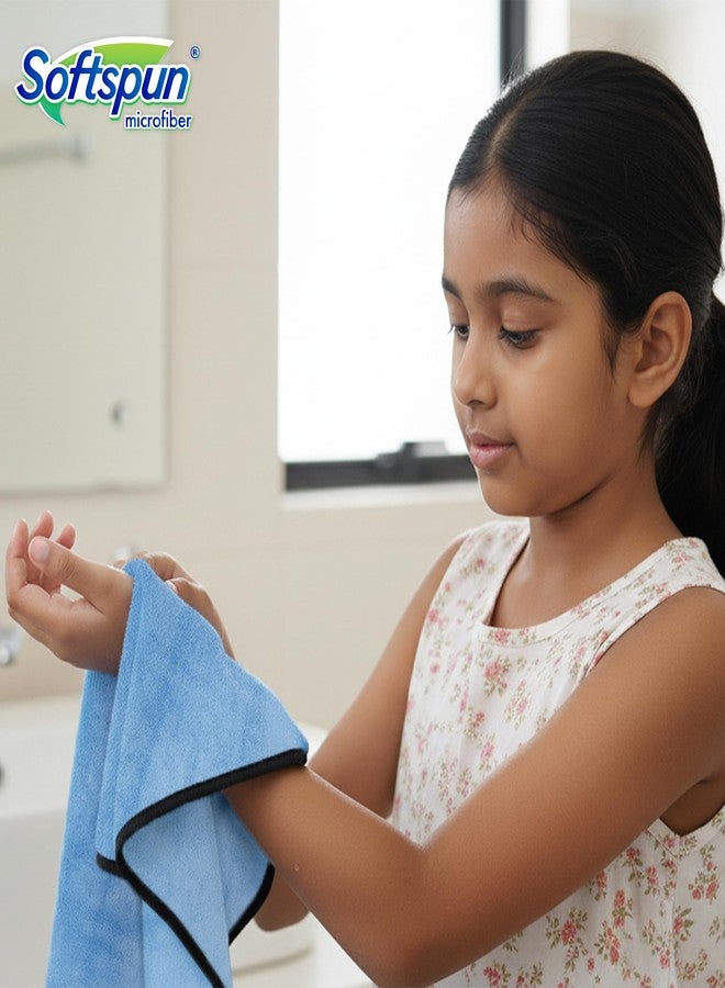 SOFTSPUN Microfiber Baby Hand & Face Towel 2 Pcs 280 GSM 40X60 Sky Blue | Super Soft & Silky for Hand, Face, Body - Hypoallergenic Sensitive Skin Wipes & Washcloths - Image 5