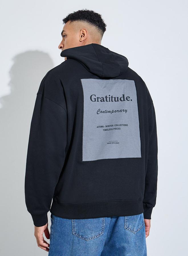 Styli Black Printed Oversized Hoodie - Image 5