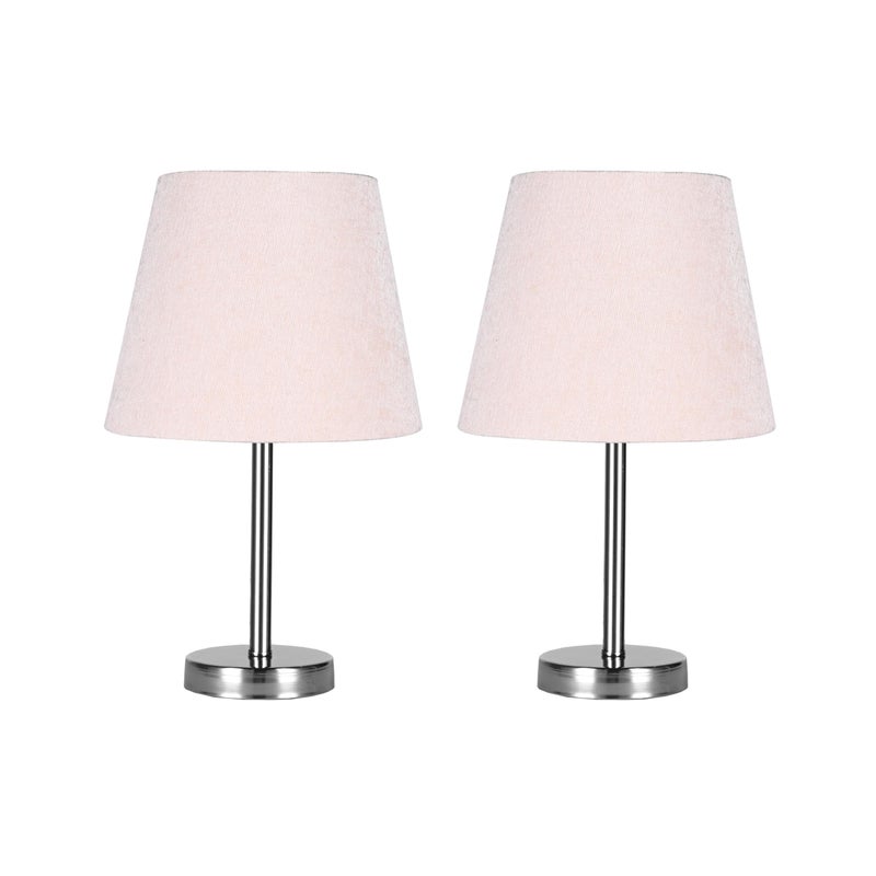 El Rawda Lighting - Set of 2 Modern Beige Fabric Desk Lamps