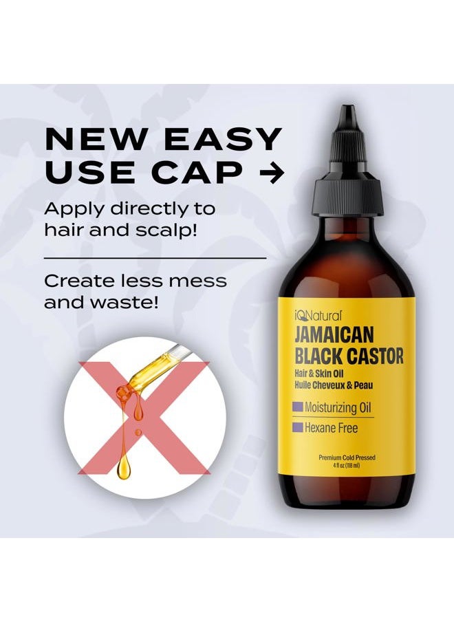 IQ Natural - IQ Natural Jamaican Black Castor Oil for Hair Growth and Skin Conditioning, 100% Pure Cold Pressed, Scalp, Nail and Hair Oil - (2 PACK Unscented) (4oz) - Image 1