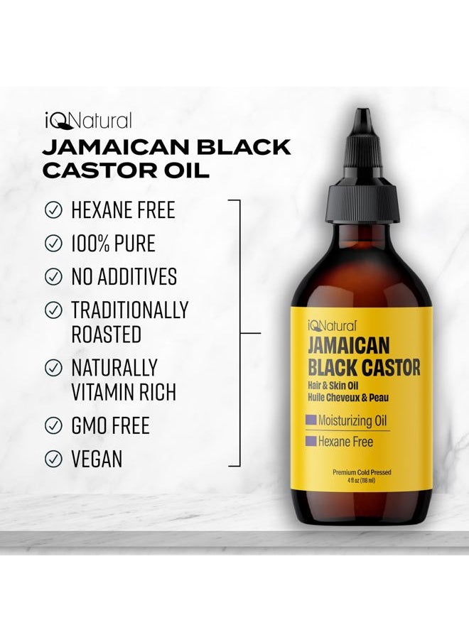 IQ Natural - IQ Natural Jamaican Black Castor Oil for Hair Growth and Skin Conditioning, 100% Pure Cold Pressed, Scalp, Nail and Hair Oil - (2 PACK Unscented) (4oz) - Image 1