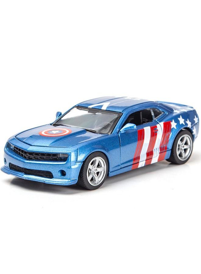 1/32 Chevrolet Model Car, Captain America Theme Doodle Supercar, Zinc Alloy Pull Back Toy Car, Alloy Collectible Toy for Kids Boy Girl Gift  - Image 1