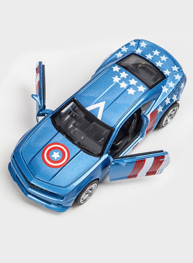 1/32 Chevrolet Model Car, Captain America Theme Doodle Supercar, Zinc Alloy Pull Back Toy Car, Alloy Collectible Toy for Kids Boy Girl Gift  - Image 3
