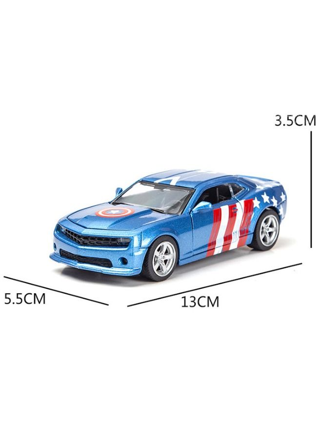 1/32 Chevrolet Model Car, Captain America Theme Doodle Supercar, Zinc Alloy Pull Back Toy Car, Alloy Collectible Toy for Kids Boy Girl Gift  - Image 2