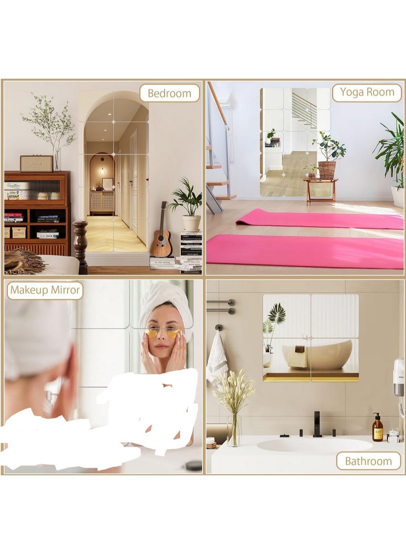 4 Pack Self Adhesive Acrylic Mirror Tiles, Flexible Plastic Mirror Sheets Wall Stickers, 1.5MM Thick, 8 x 8 inch, Small Frameless Mirror (Unframed, Square, Transparent) - Image 3
