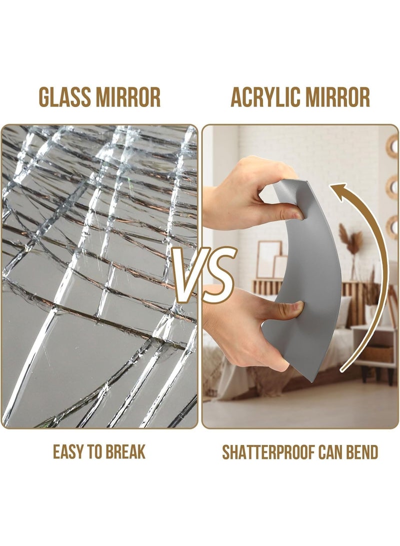 4 Pack Self Adhesive Acrylic Mirror Tiles, Flexible Plastic Mirror Sheets Wall Stickers, 1.5MM Thick, 8 x 8 inch, Small Frameless Mirror (Unframed, Square, Transparent) - Image 2