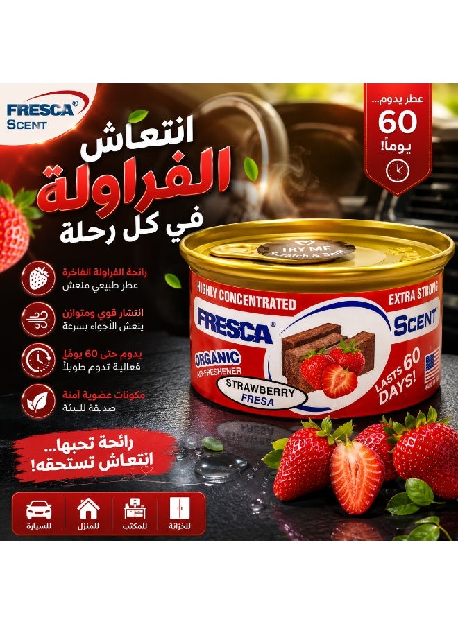 Fresca Organic Strawberry Air Freshener, highly concentrated, extra strong, alcohol-free, 42g