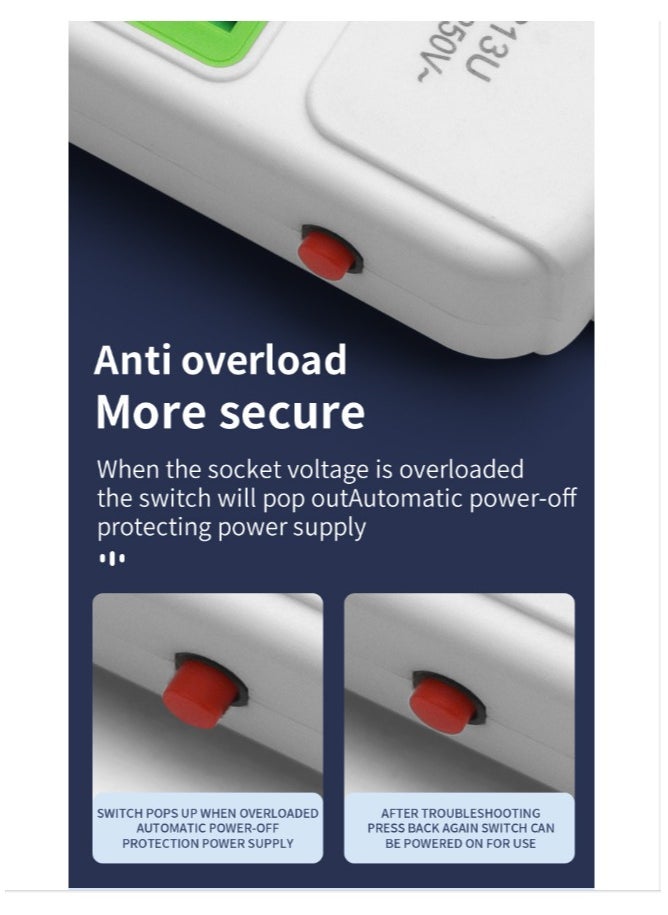 Multifunctional High-Power 2-Meter Long Anti-Touch USB Power Strip