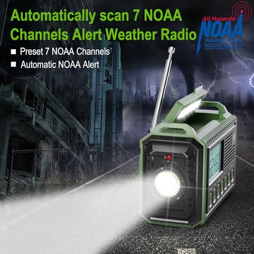 Raynic Emergency Radio, 12000mAh/44400mWh Battery Operated Weather Radio, Solar Hand Crank Radio with AM/FM/SW/NOAA Alert, Cell Phone Charger, Type-C Charging, Flashlight and SOS Siren - Image 2