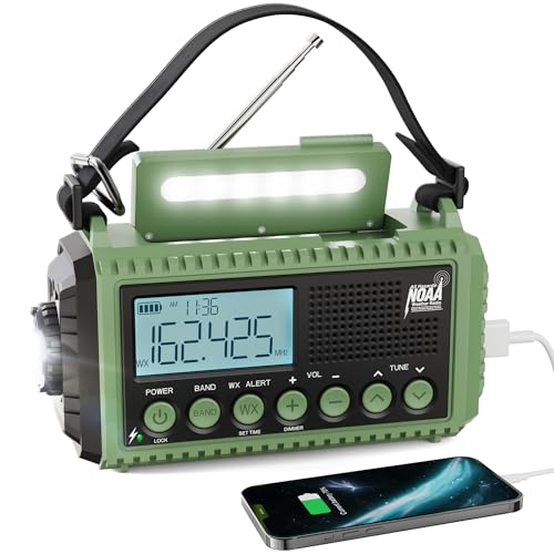 Raynic Emergency Radio, 12000mAh/44400mWh Battery Operated Weather Radio, Solar Hand Crank Radio with AM/FM/SW/NOAA Alert, Cell Phone Charger, Type-C Charging, Flashlight and SOS Siren - Image 1