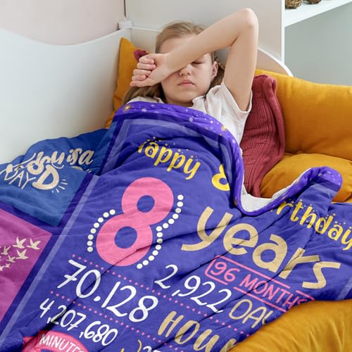 Yufrtck 8 Year Old Girl Birthday Gift - Birthday Gifts for 8 Year Old Girls - 8 Yr Old Girl Gift Ideas - 8 Yr Old Girls Bday Gift Throw Blanket 60 x 50 inch - 8th Bday Decorations for Teen - Image 4