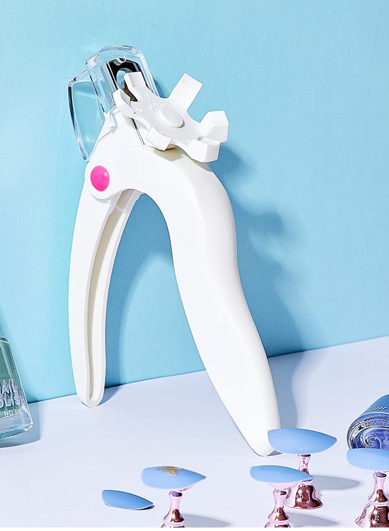 SYOSI KASTWAVE 2Pcs Acrylic Nail Clipper Stainless Steel Nail Tip Cutter Gel False Nail Trimmer Fake Nail Clipper Adjustable Nail Cuticle Edge Trimmer Nail Art Manicure Tools (White) - Image 1