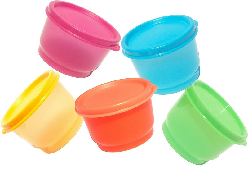 توبروير Tupperware Snack Cup Cust مجموعة من 5 ألوان صغيرة HTF