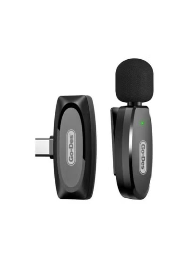 GO-DES Wireless Lavalier Microphone System for Mobile Phones, Portable Clip-On Lapel Mic with Clear Audio & Noise Reduction, Black - Image 3