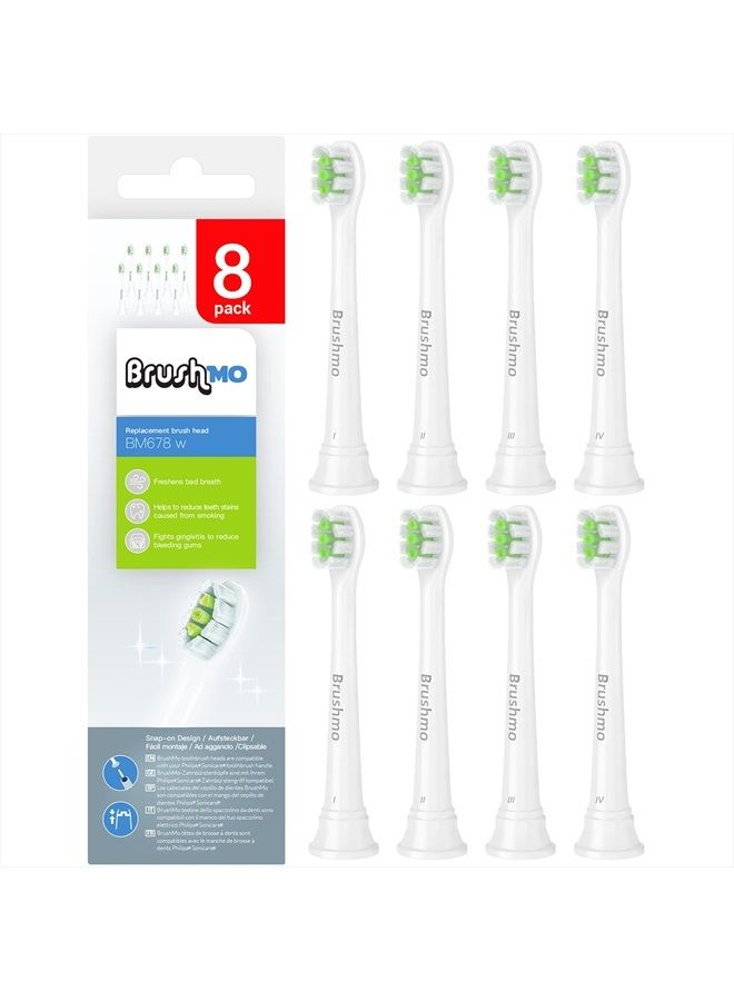 Brushmo Compact Replacement Toothbrush Heads Compatible with Sonicare HX6072, White 8 Pack - Image 1