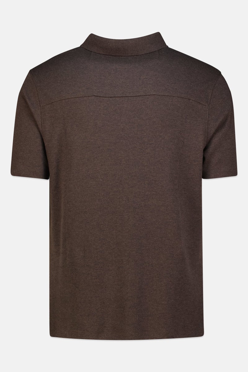 Rainforest Men Regular Fit Embroidered Logo Short Sleeve Polo Shirt, Heather Brown - Image 3