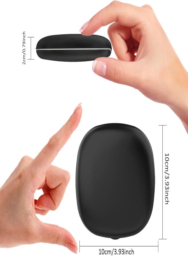 Portable makeup mirror with LED lamp 1/10 times magnification USB charging touch three-color dimming Black - Image 3