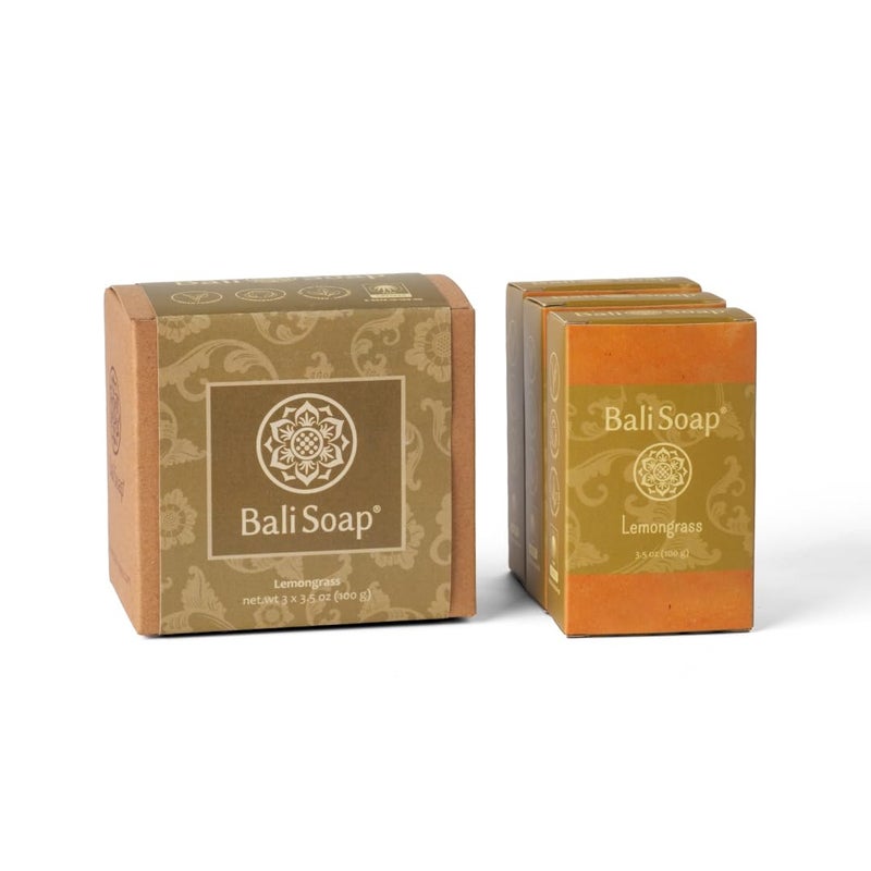 Bali Soap صابون بالي - صابون طبيعي بالليمون للرجال والنساء - نباتي، مصنوع يدويًا، مقشر - 3 عبوات، 3.5 أونصة لكل منها - Image 2