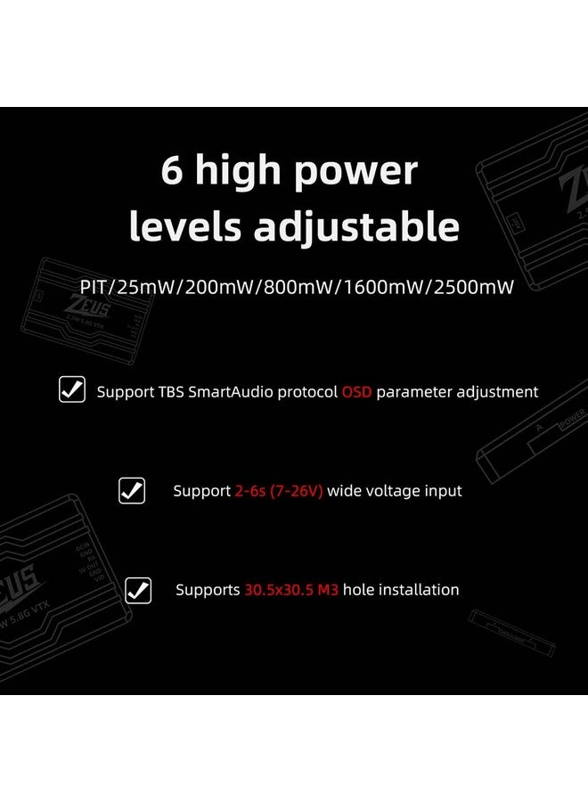 HGLRC Zeus Vtx 2.5W High Power 5.8G Image Transmission Adjustable Power Aerial Photography Travel Fpv Black - Image 5