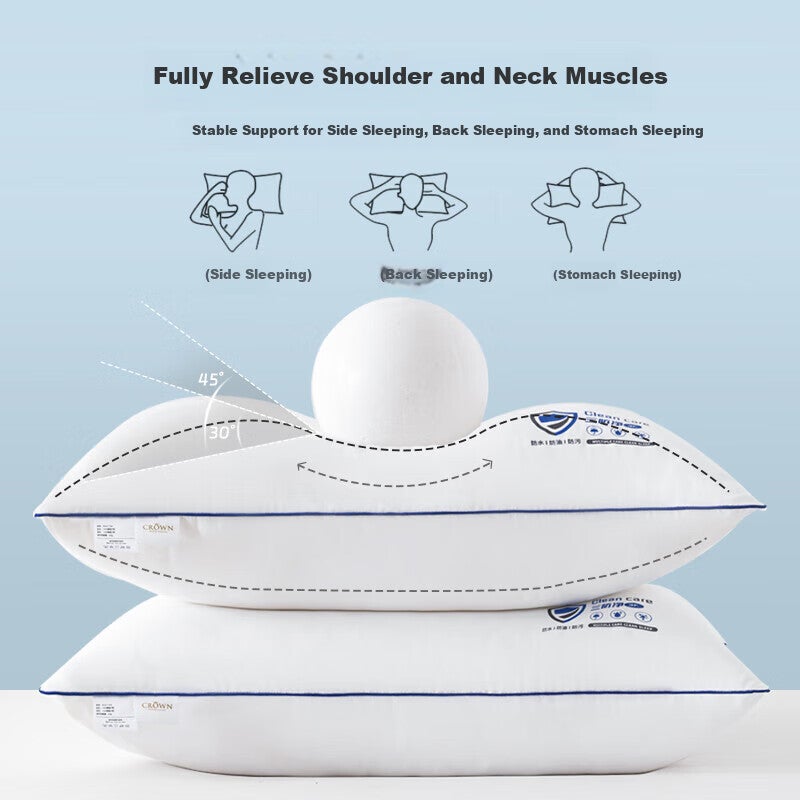 CROWN Pillow Neck Support Cervical Pillow Core Deep Sleep for Men, Non-Sagging, One Integrated Pillowcase, Antibacterial, Hotel Pillow - Image 3