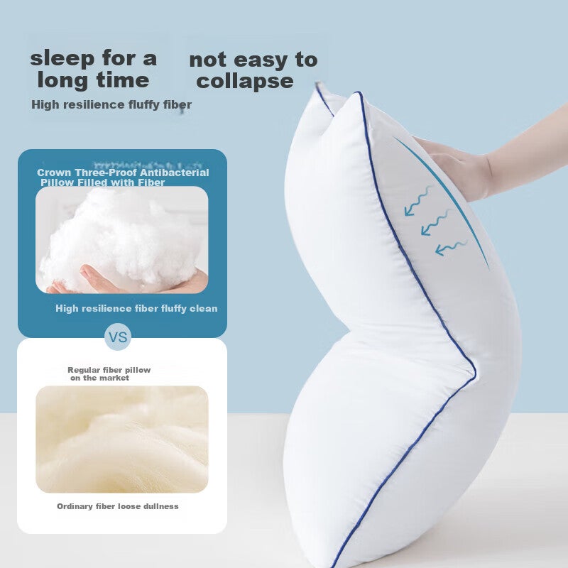 CROWN Pillow Neck Support Cervical Pillow Core Deep Sleep for Men, Non-Sagging, One Integrated Pillowcase, Antibacterial, Hotel Pillow - Image 2