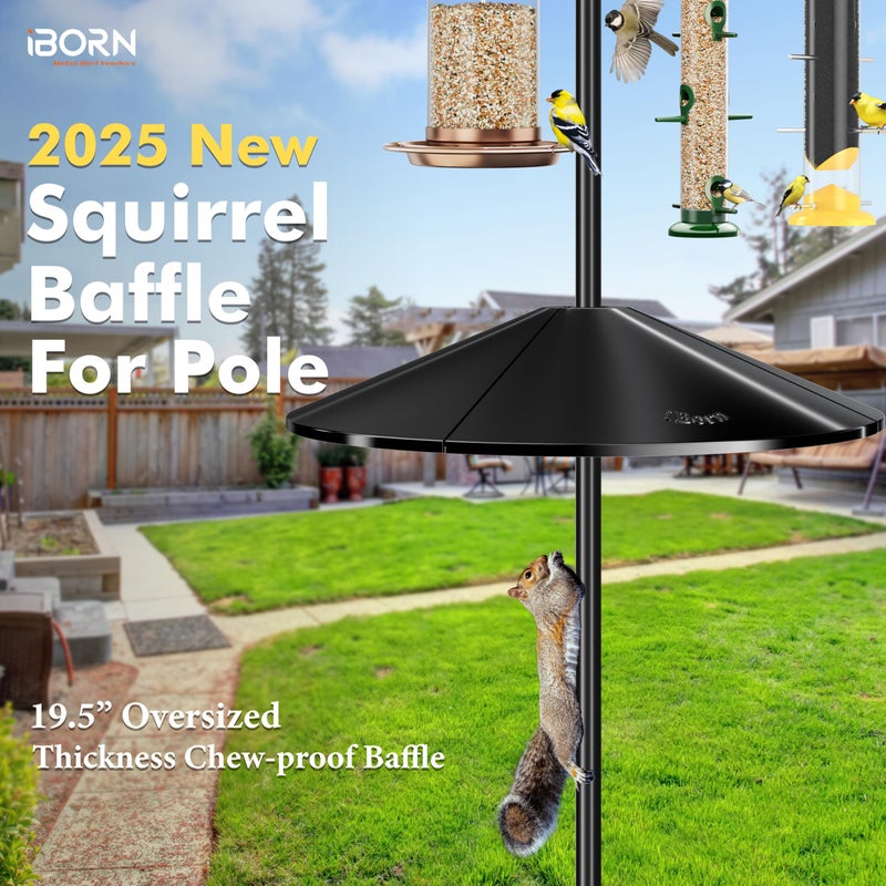 iBorn Squirrel Baffle for Bird Feeder Pole, 19.5â€ Oversized Squirrel Guard Defender, Bird Feeder for Outdoors Protector, Polycarbonate(PC), Pack of 1, Black - Image 4