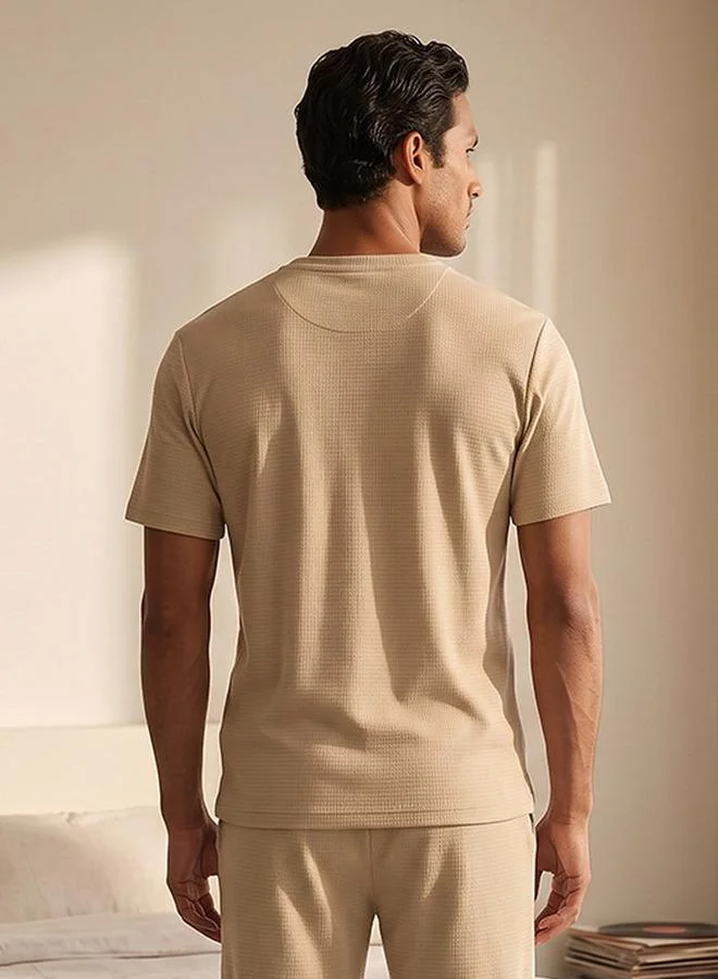 Splash FAV BEIGE Cotton Textured Nightwear Set for Men | Best Price UAE