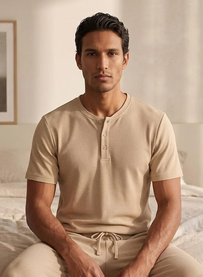 Splash FAV BEIGE Cotton Textured Nightwear Set for Men | Best Price UAE
