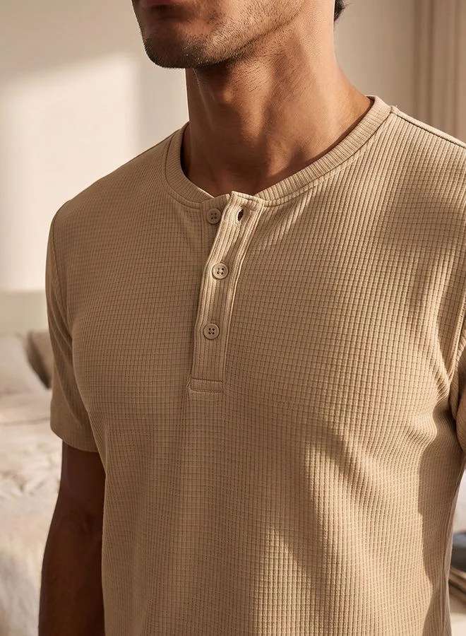 Splash FAV BEIGE Cotton Textured Nightwear Set for Men | Best Price UAE