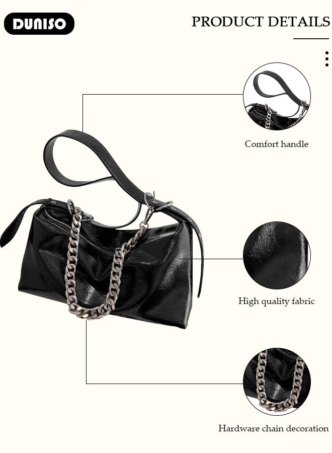 DUNISO Women's Shoulder Tote Bag Faux Leather Handbag For Women Large Capacity Bucket  Crossbody Bag Fashionable Travel Messenger Bag Shoulder Bag For Ladies Girls College Students - Image 2