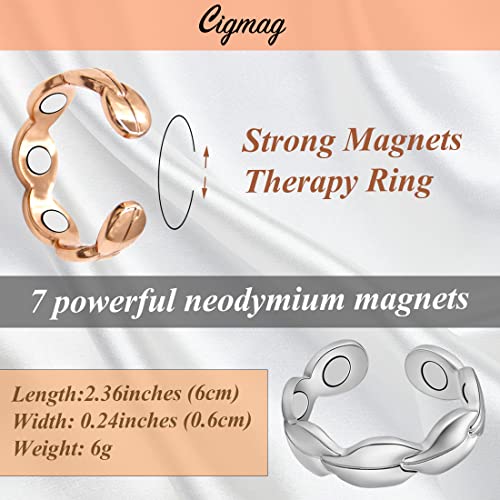 Cigmag 2PCS Copper Rings for Women Ultra Strength Magnets Adjustable Magnetic Rings with Present Box - Image 3