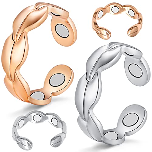Cigmag 2PCS Copper Rings for Women Ultra Strength Magnets Adjustable Magnetic Rings with Present Box - Image 1
