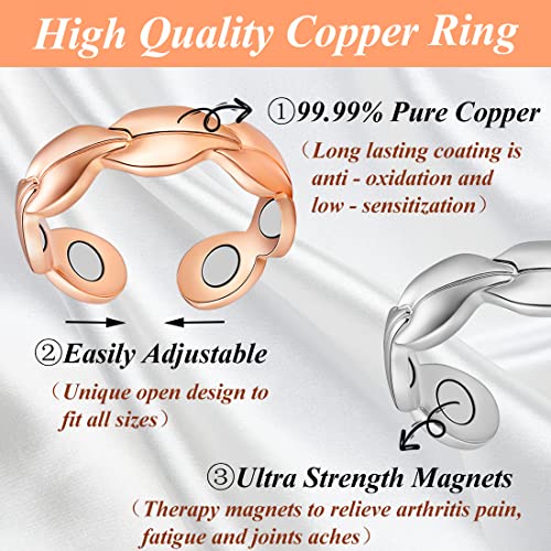 Cigmag 2PCS Copper Rings for Women Ultra Strength Magnets Adjustable Magnetic Rings with Present Box - Image 4
