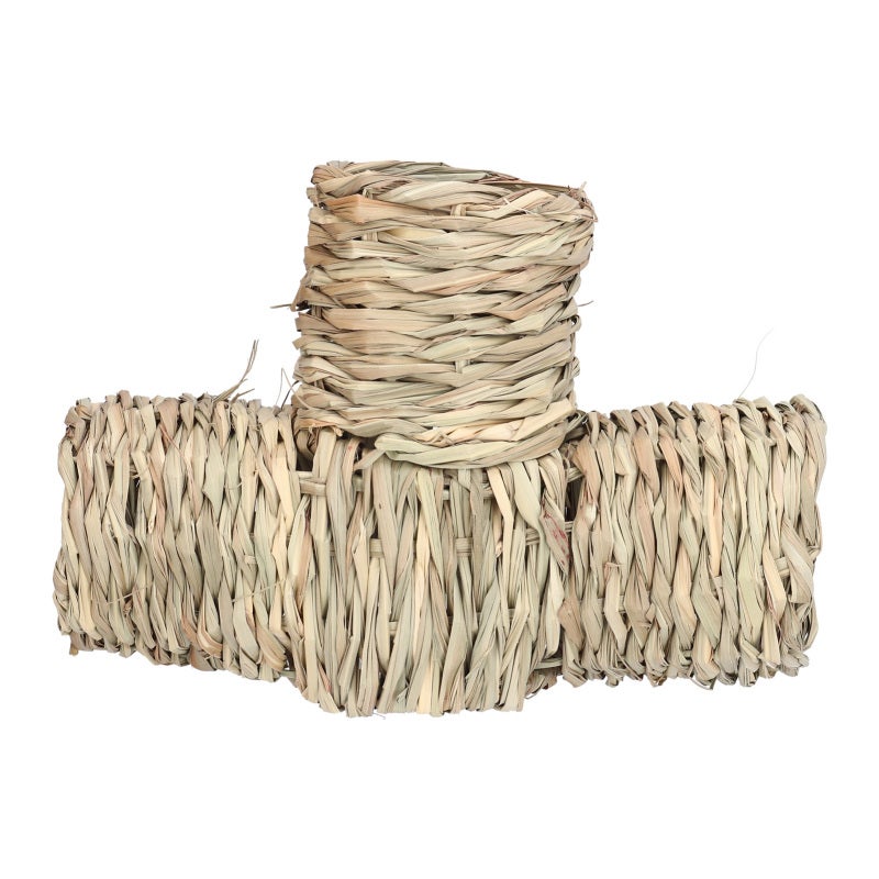 Natural Grass Tunnel Toy: 3-Entrance Natural Edible Material - Safe Small Pet Hideaway for Guinea Pigs Hamsters Ferrets & Small Rodents - Image 1