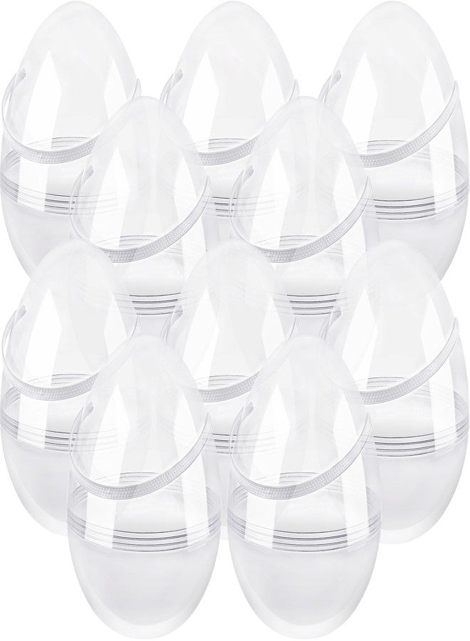 Restroma 10 Pcs 8 Inch 10 Inch Jumbo Clear Easter Egg with Handles Large Transparent Easter Eggs Empty DIY Plastic Egg Fillable for Adult Kids Easter Basket Goodies - Image 1