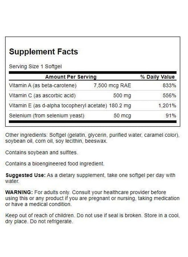 SWANSON Swanson Vitamins A C E & Selenium - Promotes Cellular Health & Immune Support - Supports Natural Defensive Nourishment - (60 Softgels) (3 Pack)  - Image 2