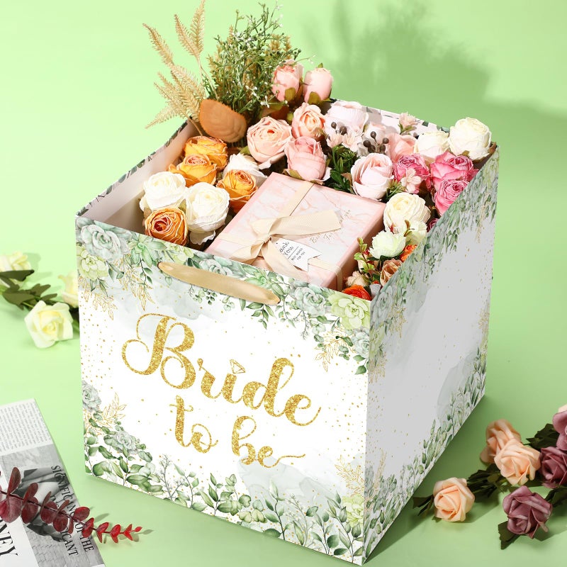 Woosytoo Large Bridal Shower Square Gift Bags Sage Green Bride Gift Bag with Tissue Paper Bridal Wrapping Paper Bachelorette Engagement Wedding Shower Favor Bag for Bride to Be Party Decoration - Image 3