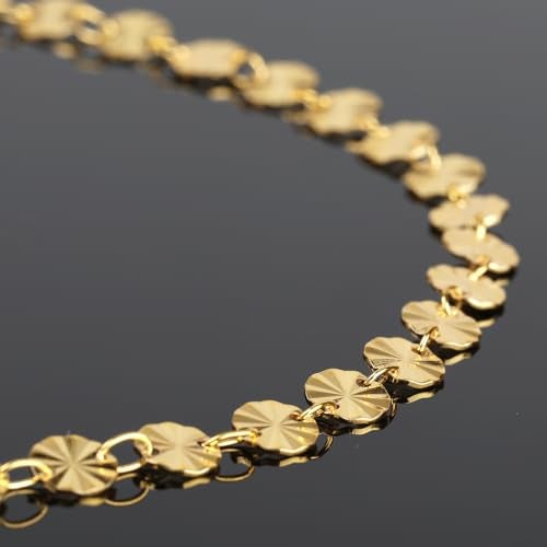 UMAOKANG 4 Meters Light Gold Sequin Chain for Jewelry Making 18K Gold Plated Brass Jewelry Making Chains Bulk - Image 4
