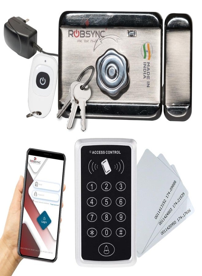 ROBSYNC Metal Sync Secure-Door Lock with RFID Card Tapping System for Offices, RFID Card and Manual Key Access for Doors Wireless Office Lock - Image 1