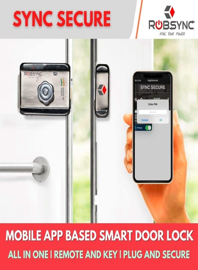 ROBSYNC Metal Sync Secure-Door Lock with RFID Card Tapping System for Offices, RFID Card and Manual Key Access for Doors Wireless Office Lock - Image 2
