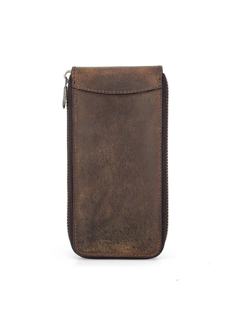 Generic - Watch Case Holder Crazy Horse Leather Case 1 Pcs Watch Bag Zipper Travel Storage - Image 1