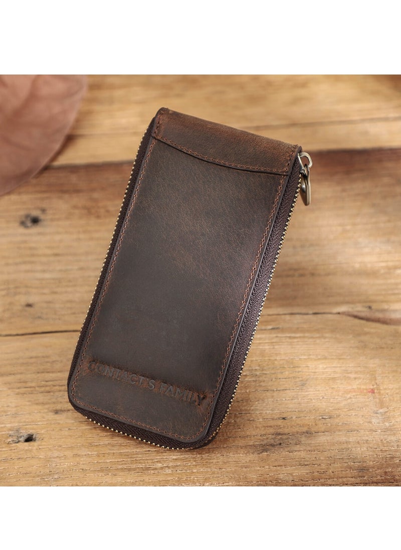 Generic - Watch Case Holder Crazy Horse Leather Case 1 Pcs Watch Bag Zipper Travel Storage - Image 1