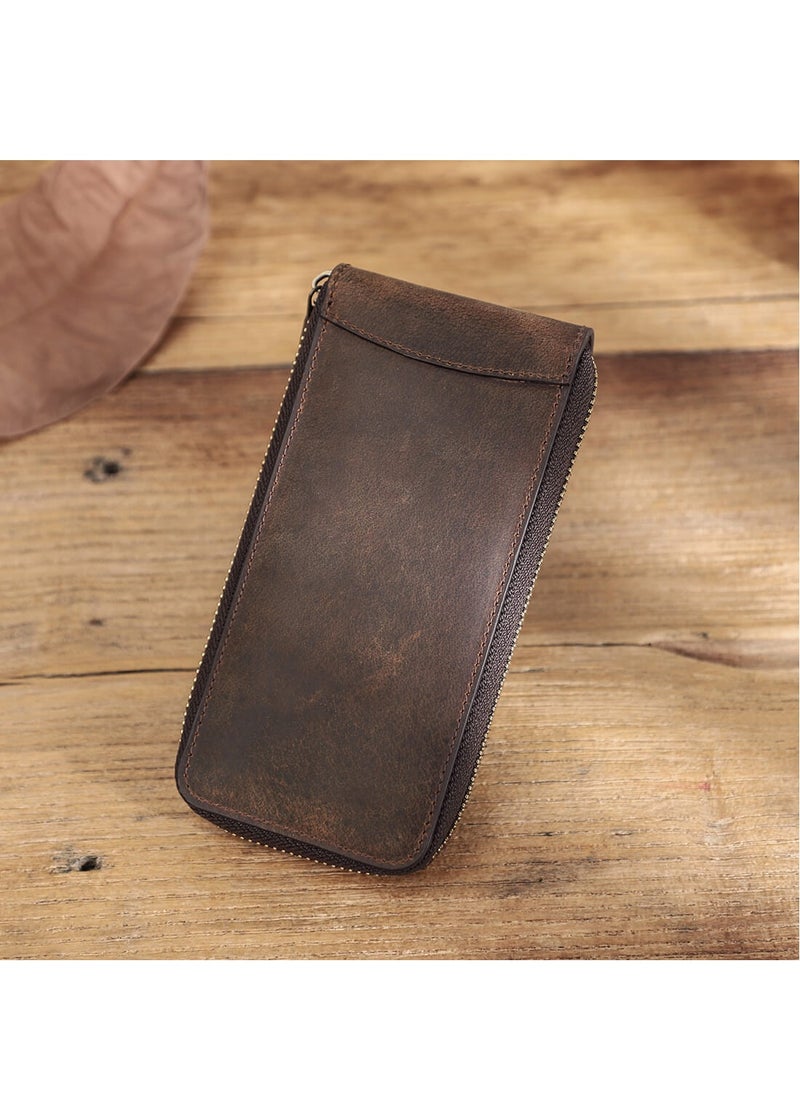 Generic - Watch Case Holder Crazy Horse Leather Case 1 Pcs Watch Bag Zipper Travel Storage - Image 1