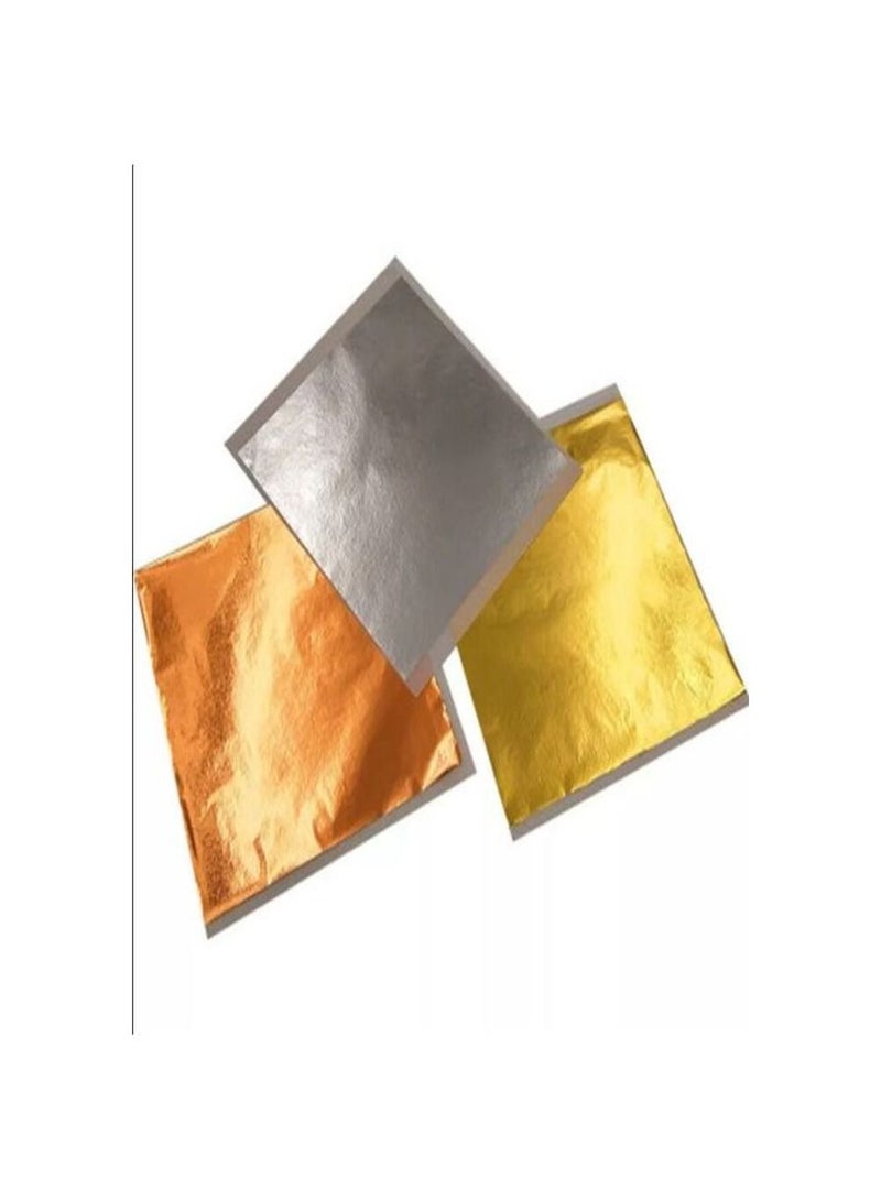 Smart Set Of Gold ,Silver & Rose-gold 300 Sheets Foil Paper Art Gold,Silver & Rose-Gold Foil Sheets Leaf 300 Sheets Foil Set - Image 1