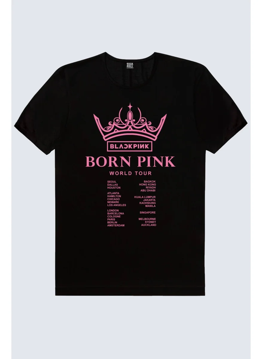 Rock&Roll Blackpink Tour Black Short Sleeve Women's T-Shirt