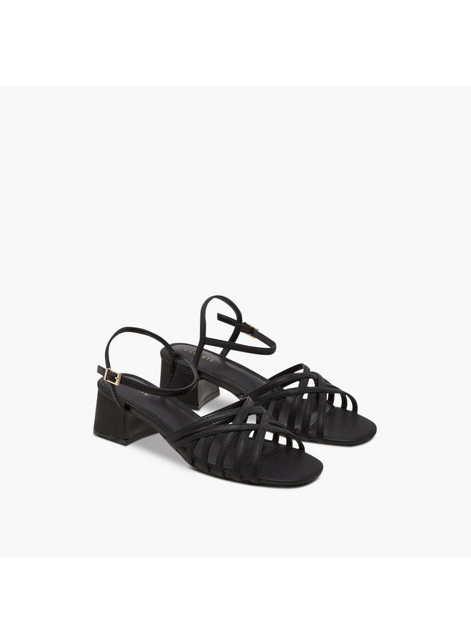 Celeste Women Cross-Strap Sandals with Pin Buckle Closure and Block Heels  - Image 1