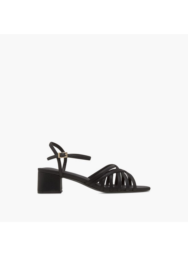 Celeste Women Cross-Strap Sandals with Pin Buckle Closure and Block Heels  - Image 3