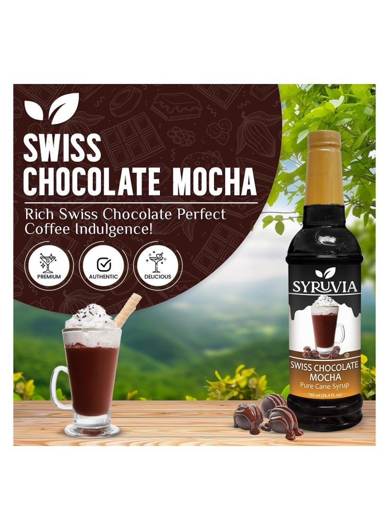 Syruvia Syruvia Swiss Chocolate Mocha Syrup - 750 ml  Premium Coffee Flavoring Syrup - Kosher Coffee Syrups, Gluten Free, No Coloring, Perfect for Drinks, Soda, Shakes, Desserts, and More With Pump  - Image 3